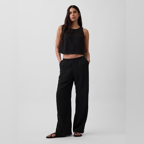 GAP Pants - NWT! GAP Black Cotton Gauze Easy Split-Hem Pants - Multiple🩷 877642